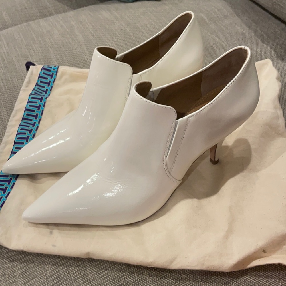 Tory Burch White Heel Booties